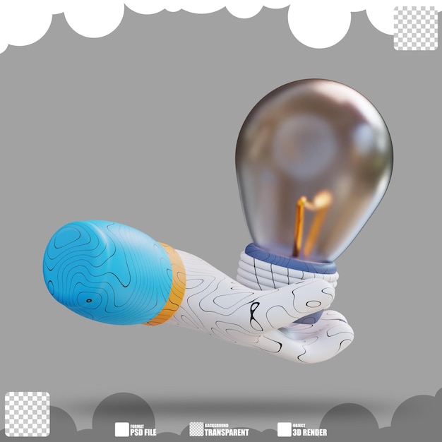 PSD 3d иллюстрация идеи ручной лампы 2