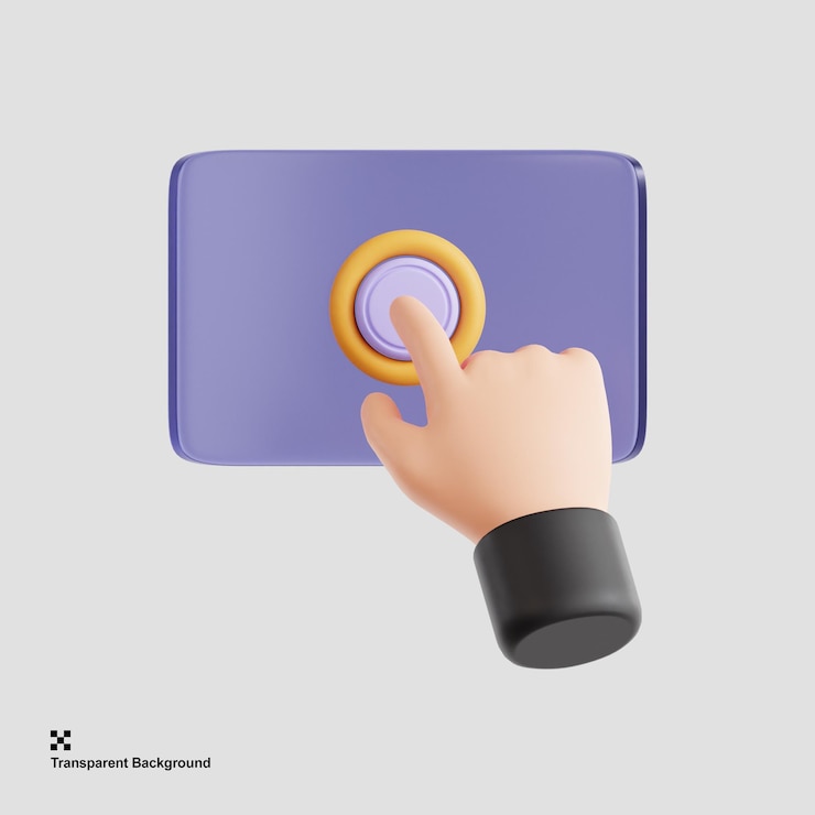 PSD 3d illustration of hand push button