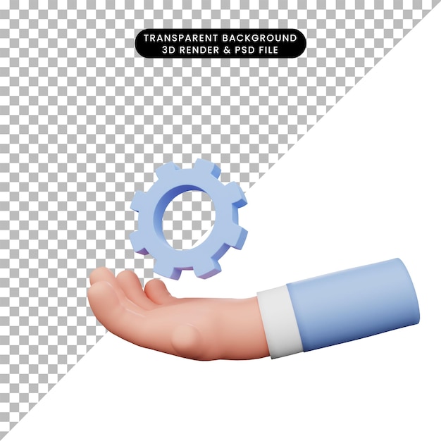 3d illustration of hands with gear icon