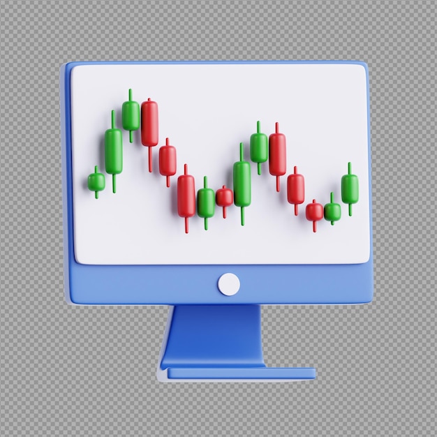 PSD 3d illustration of ipo stocks trading gold money in transparent background