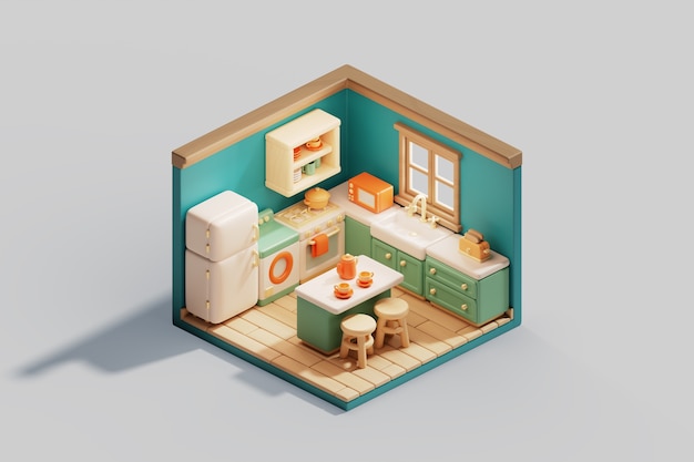 PSD 等尺性部屋の 3 d イラストレーション