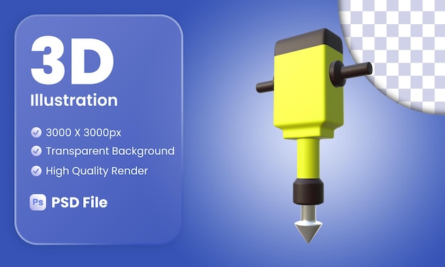 PSD ジャックハンマー側面図の3dイラスト