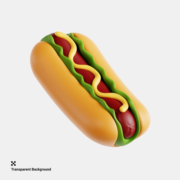PSD Тримерная иллюстрация сочного хот-дога с красочными покрытиями
