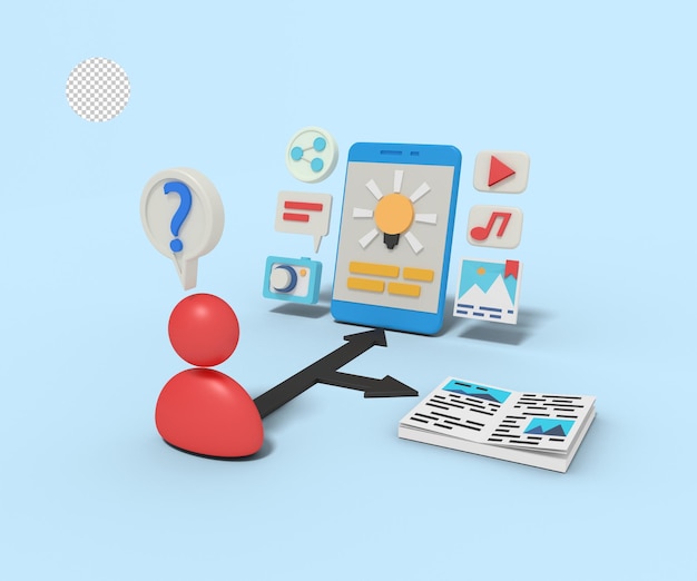 3d Illustration of Leaning Career Knowledge