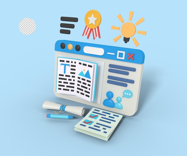 3d Illustration of learning platform