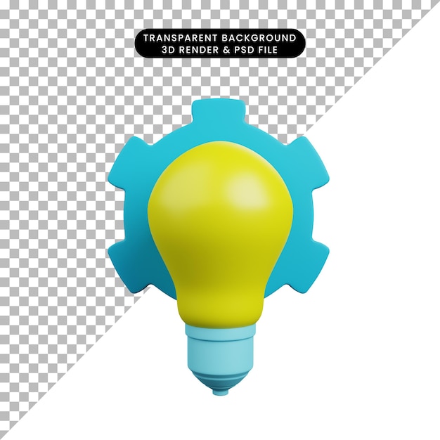 3d illustration of light bulb with gear