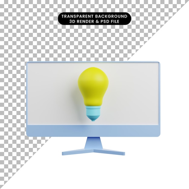3d иллюстрации лампочки с монитором