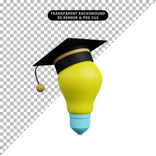 3d illustration of light bulb with toga hat