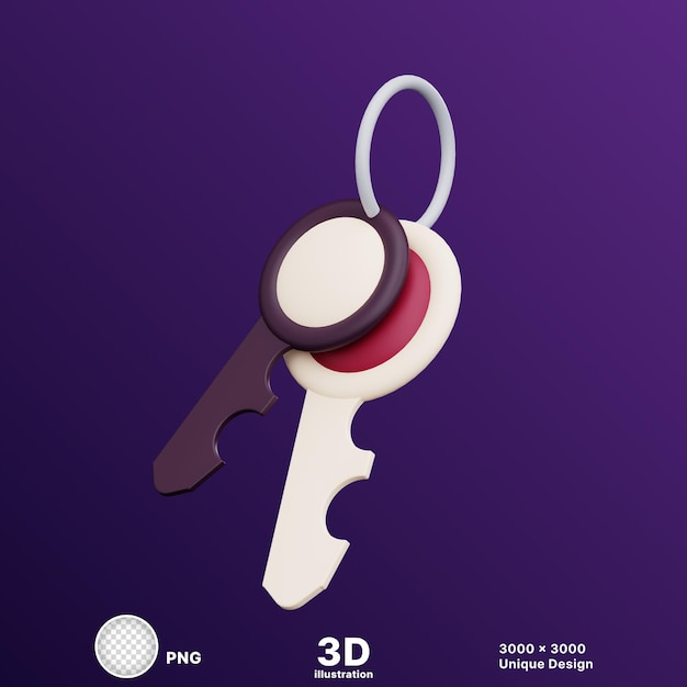 3d illustration of lock keys in transparent back