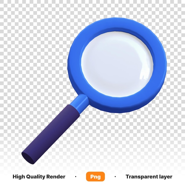 3D illustration of magnifying glass scope for enlarging objects in transparent background