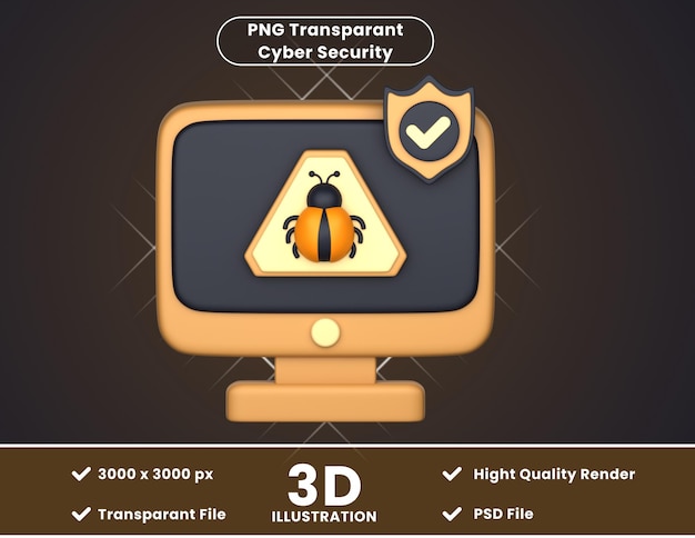 PSD マラウェア保護の 3 d イラストレーション
