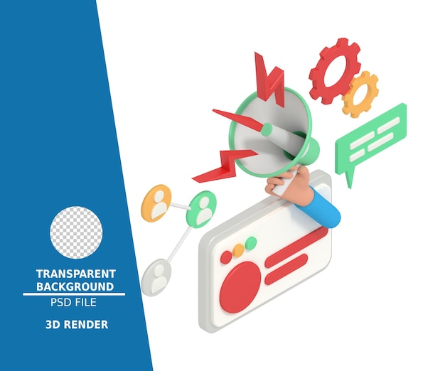 3d illustration of marketing management on social media