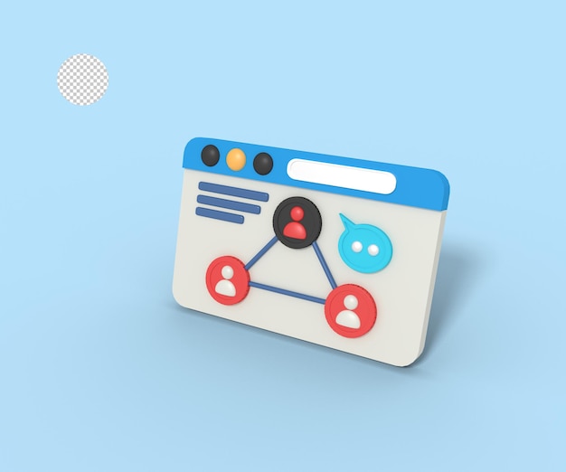 3d illustration of networking website profile
