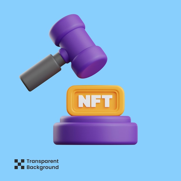 PSD nft 경매의 3d 일러스트