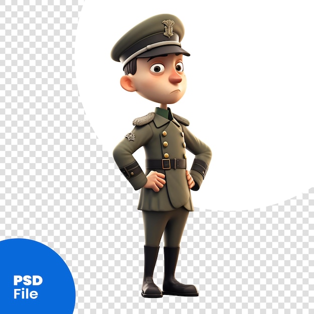 白い背景の古い兵士の3dイラストとクリッピングパス psd テンプレート