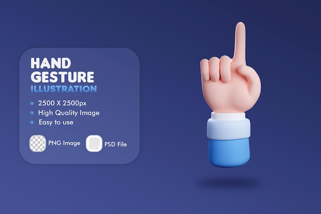 3d illustration of one finger counting gesture, concept of marketing, business and ui