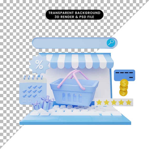 PSD ノートパソコンのオンラインショップの3dイラスト