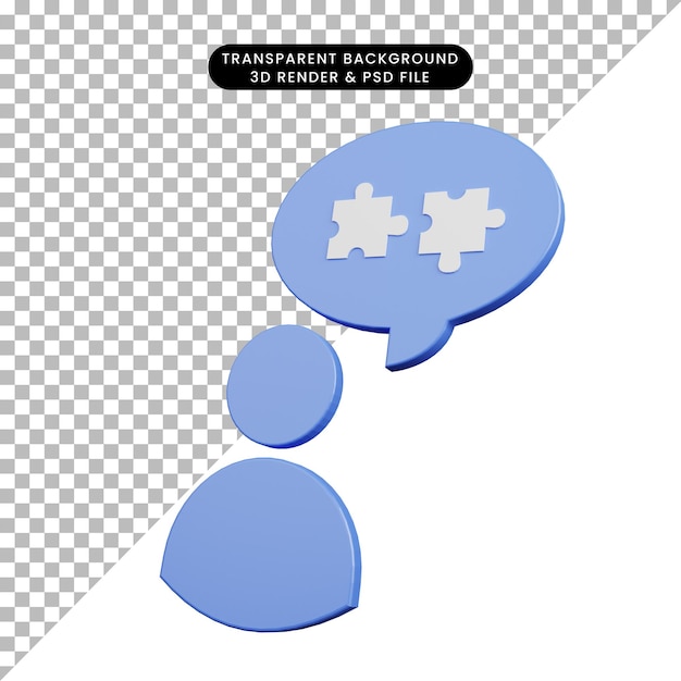 チャットバブルパズルと人のアイコンの3dイラスト