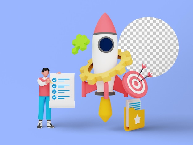 3d illustration of People starting a business project for landing page
