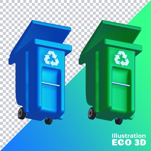 PSD プラスチックのリサイクル ビンの 3 d イラストレーション