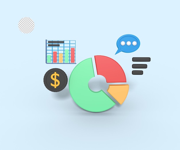 3d illustration of rising business statistics chart