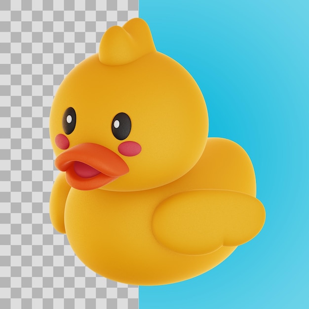 3d illustration of Rubber Duck render of icon isolated PNG