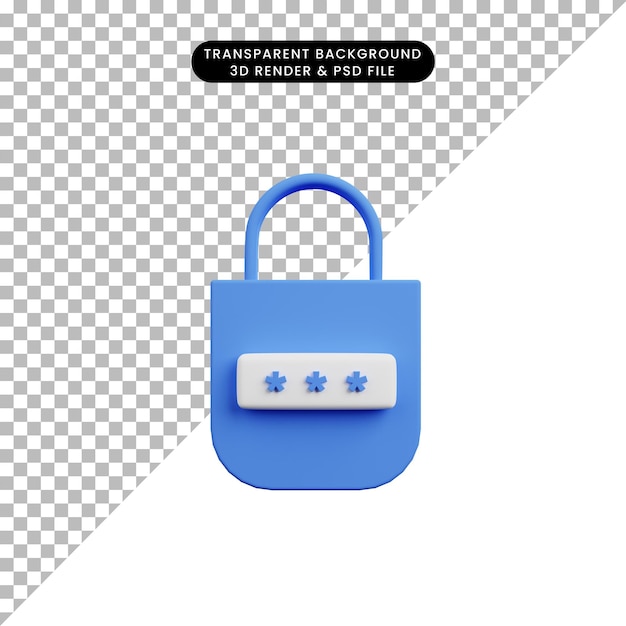 セキュリティコンセプトの南京錠とパスワードの3dイラスト