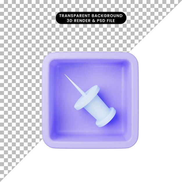 PSD 큐브에 간단한 아이콘 종이 클립 핀의 3d 그림