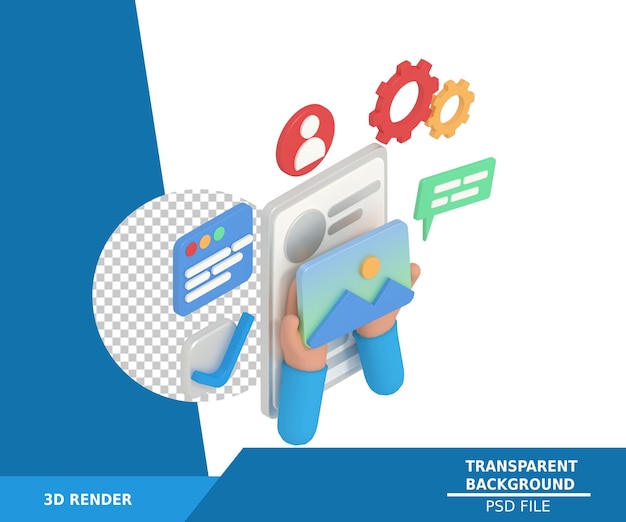 3d illustration of ui website designer programmer