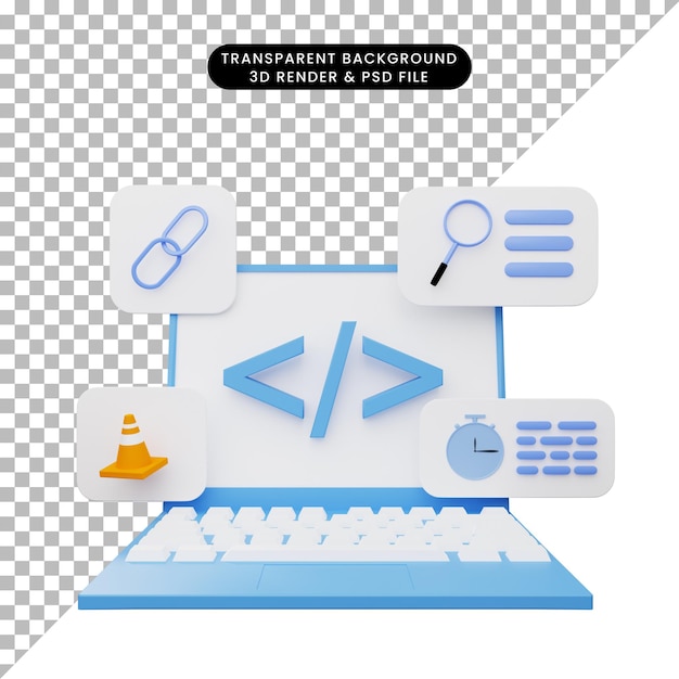 3d illustration of user interface on laptop