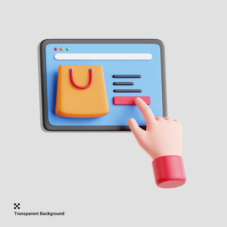 PSD 3d illustration of virtual shopping on cyber monday