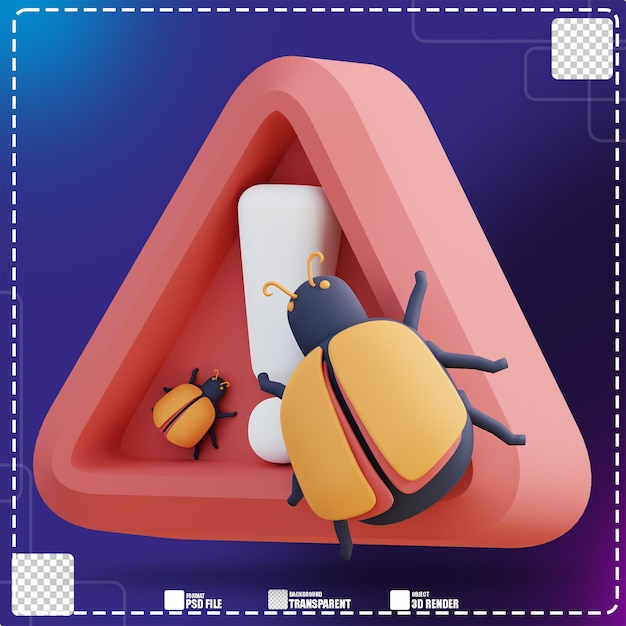 3d illustration of virus detection alarm 3