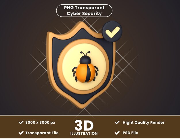 PSD 3d иллюстрация вирусной безопасности