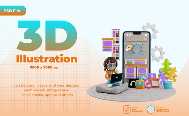 3d иллюстрации веб-разработки