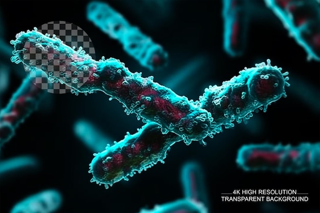 투명한 배경에 대한 의학 과학을 위한 박테리아의 X 염색체의 3d 일러스트레이션