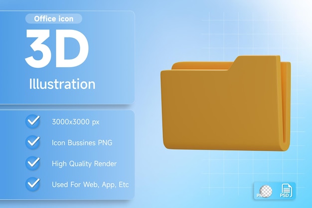 PSD illustrazione 3d gestore di file di documenti di office