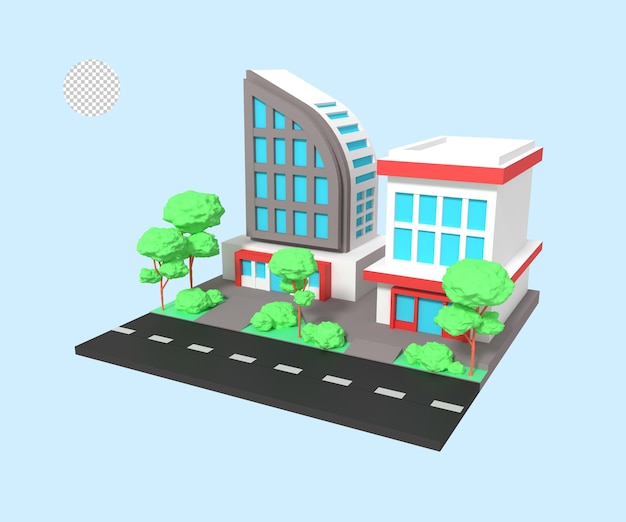 PSD 3d illustration of offices building