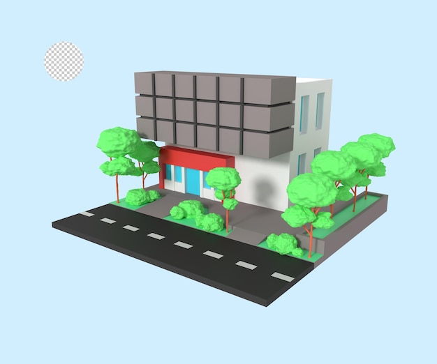 3d illustration of offices building