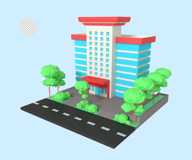 PSD 3d illustrazione dell'edificio per uffici