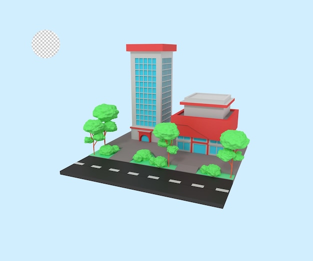 3d illustration of offices building