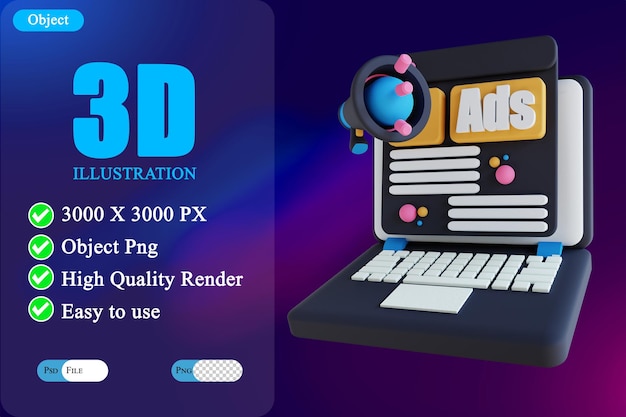 3d illustration online advertisement