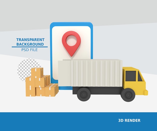 PSD 3d illustration of online delivery in phone