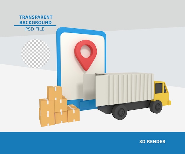 PSD 3d illustration of online delivery in phone