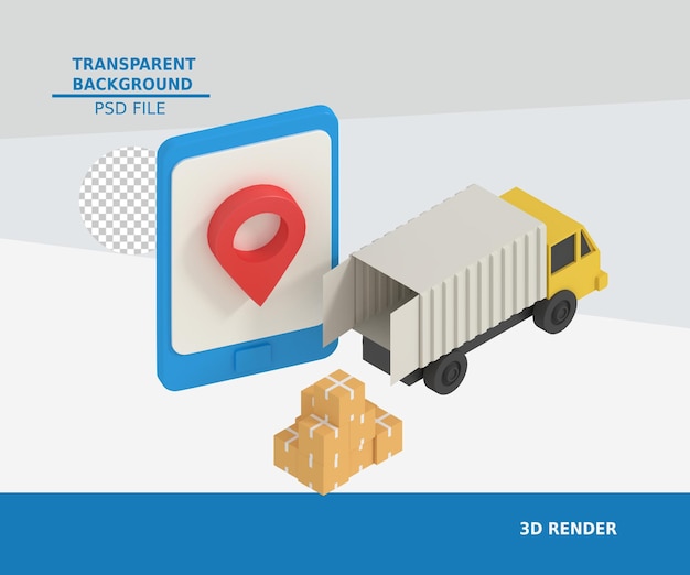 PSD 3d illustration of online delivery in phone