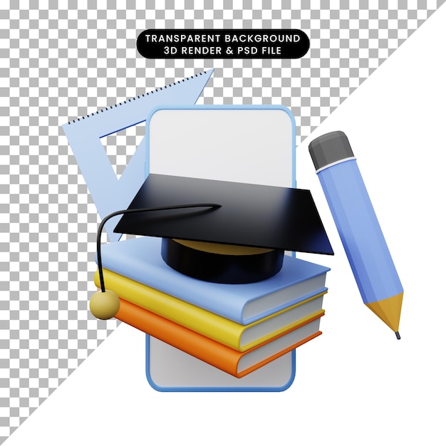 PSD illustrazione 3d dell'istruzione online