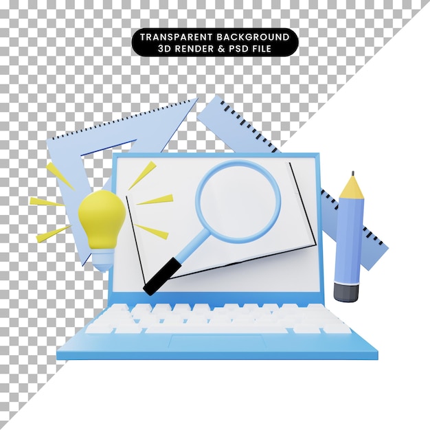 PSD 3d illustration of online education