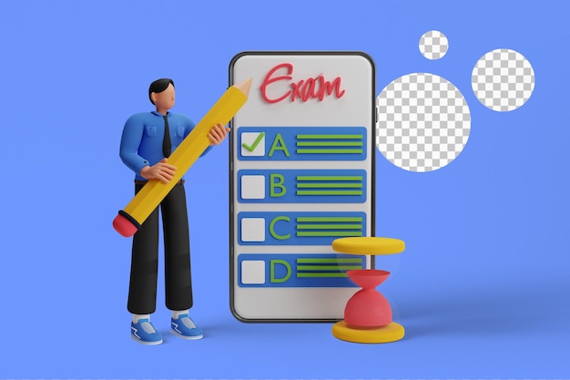 3d illustration of online exam test