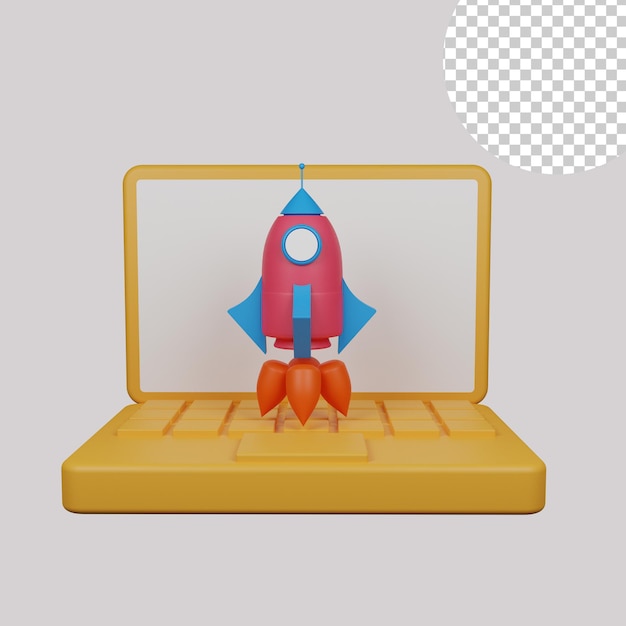 3d illustration of online launch