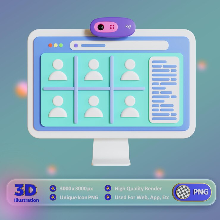 PSD 3d illustration for online meeting