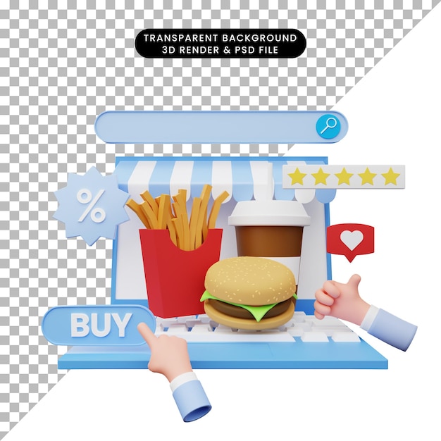 3d illustration of online shop on laptop